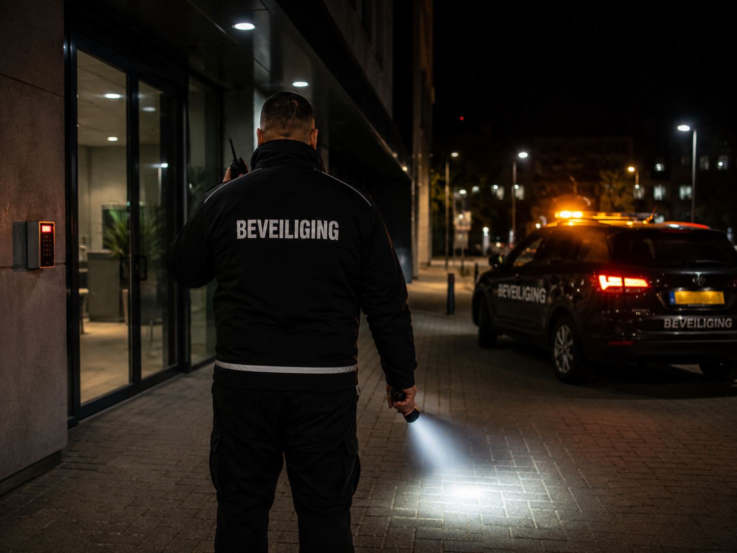 Beveiliger bij de entree van een pand